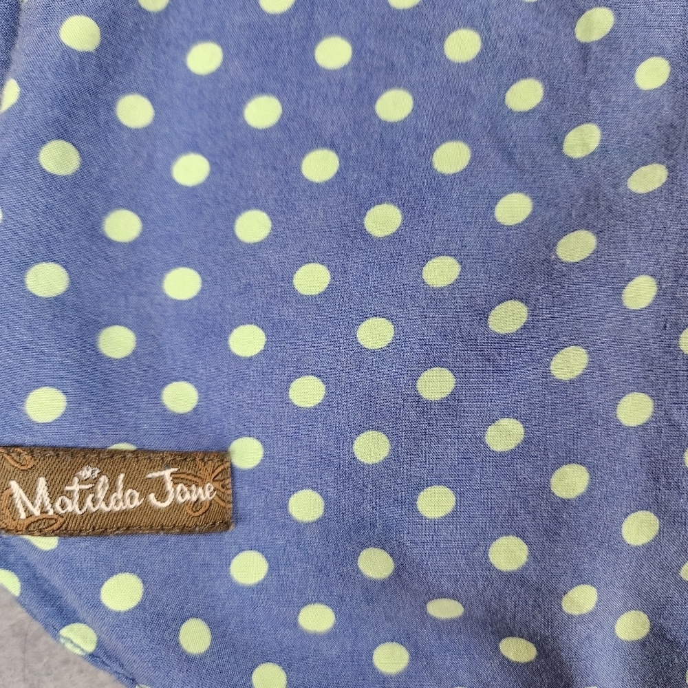 Matilda Jane Striped Polka Dot Tunic Top Small Blue Gray Roll Tab Sleeve Boho - Picture 6 of 9